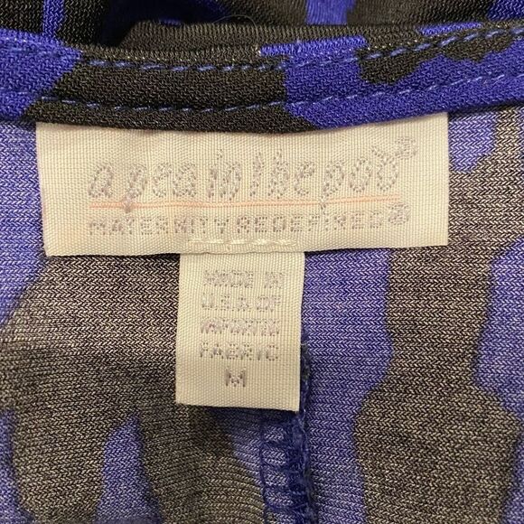 A Pea In The Pod Maternity Blue/Black Faux Wrap Dress Size Medium - Picture 5 of 7